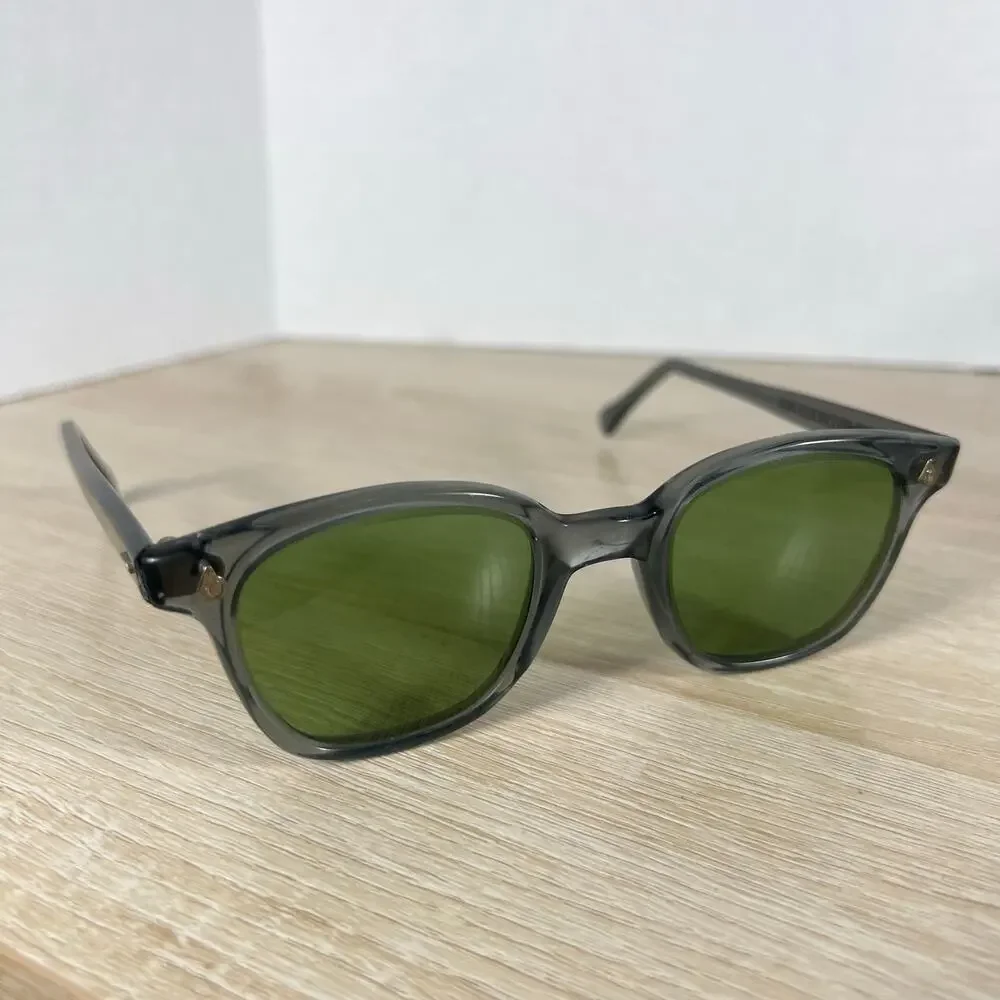 Vintage RARE! American Optical Horn-Rimmed Sunglasses Gray Clear Green Lenses